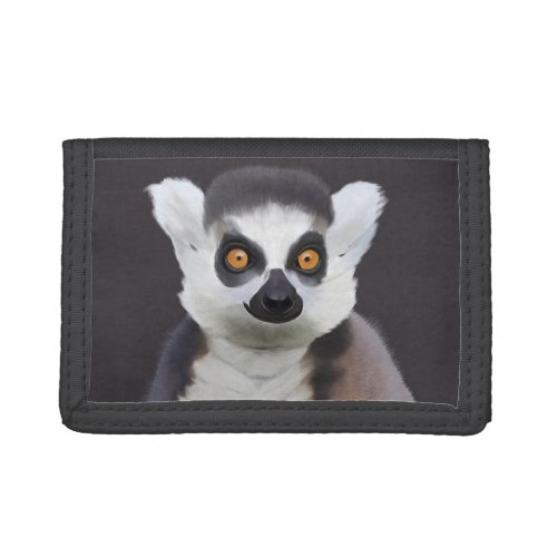 Cute Ring_Tailed Lemur Face Trifold Wallet