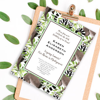 Cute Ring-tailed Lemurs Madagascar Jungle Party Invitation by DoodleDeDoo at Zazzle