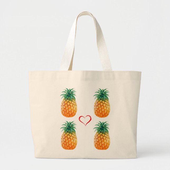 Cute ripe yellow pineapple tote bag (Front)