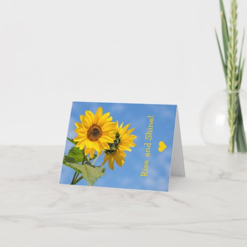 Cute Rise and Shine Sunflowers Upload Photo Text Card