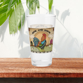 Cute Rise Shine Country Farmhouse  Glass by DoodlesGifts at Zazzle