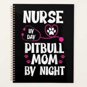 Cute RN Nurse Pit Bull Mom Paw Dog Puppy Lover Planner