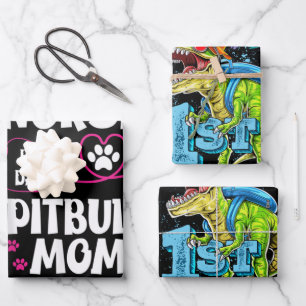 Cute RN Nurse Pit Bull Mom Paw Dog Puppy Lover Wrapping Paper Sheets