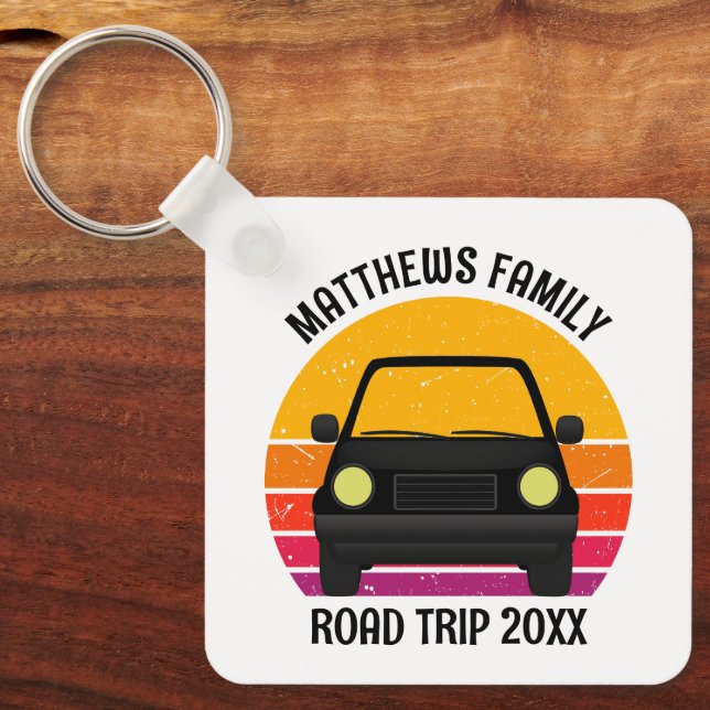 Cute Road Trip Sunset Customized Keychain (Front)