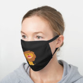 Cute Roaring Cartoon Lion Black Cotton Face Mask (Angled)