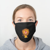 Cute Roaring Cartoon Lion Black Cotton Face Mask (Worn)