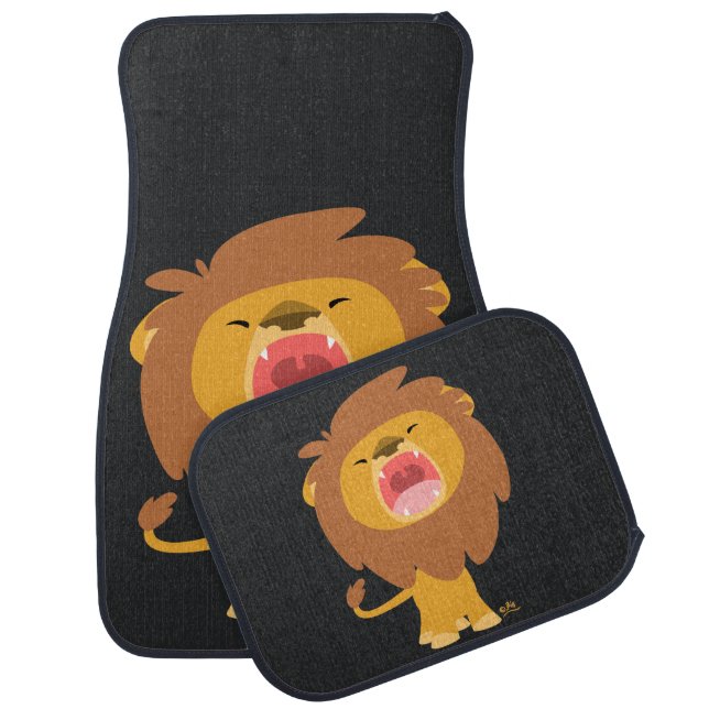Cute Roaring Cartoon Lion Car Mat (Set)