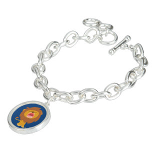 Cute Roaring Cartoon Lion Charm Bracelet