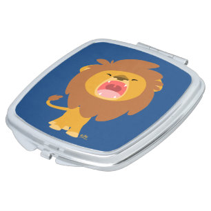 Cute Roaring Cartoon Lion Pocket Mirror