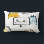 Cute roaring dinosaurs pattern lumbar pillow<br><div class="desc">A Cute design with yellow and blue dinosaurs roaring . This design comes with personalization option.</div>