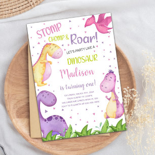 Cute Roarsome Party Card for Girls