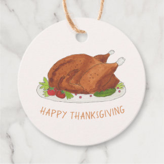 Cute Roasted Turkey Happy Thanksgiving Favor Tags