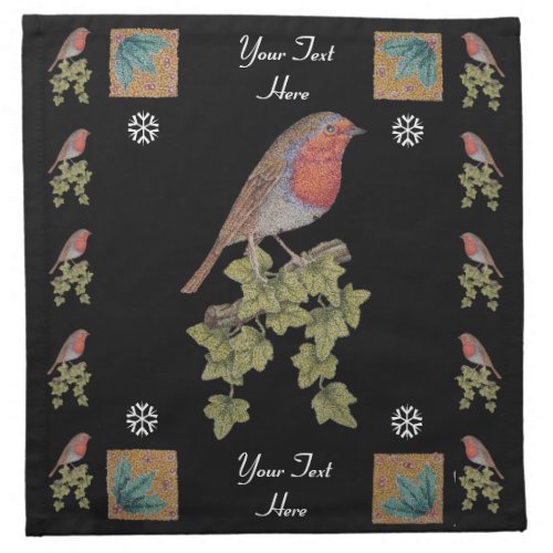 cute robin and ivy seasonal wildlife christmas cloth napkin