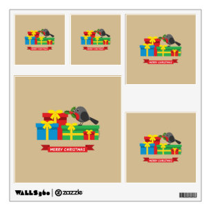 Cute Robin And The Four Colorful Gifts Wall Decal