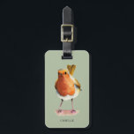 Cute Robin Bird Watercolor Portrait | Personalized Luggage Tag<br><div class="desc">Watercolor painting of a cute robin on a tree branch. It’s tail is up in the air. Your name and contact information can be printed on this design. It is easily customizable. Great design for nature and animal lovers.</div>