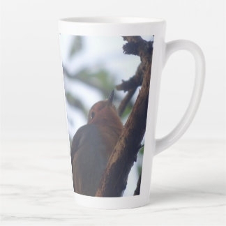 Cute Robin in Tree High Latte Mug
