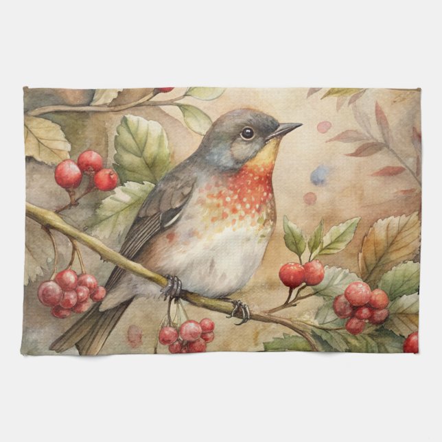 Cute Robin Kitchen Towel (Horizontal)