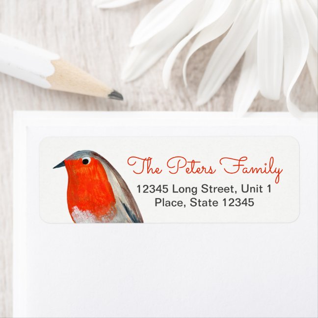 Cute Robin Red bird | Holiday Christmas label