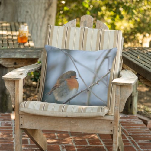 Cute Robin red breast bird photo Throw Pillow