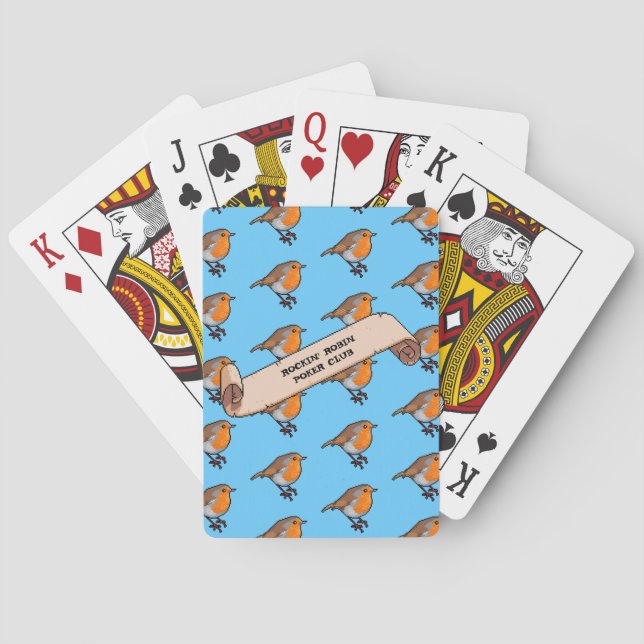 Cute Robin Rockin' Robin Poker Club Retro Pattern Cards (Back)