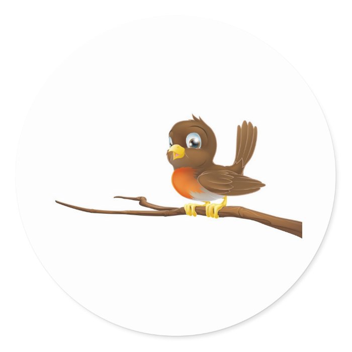 Cute Robin sitting on a tree branch Stickers