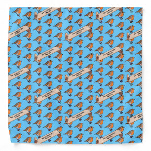 Cute Robin The Gardener's Friend Retro Bird Design Bandana