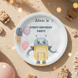 Cute Robot Birthday Party kids Paper Plates