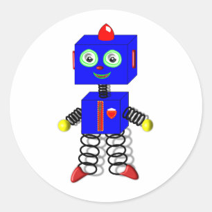 Cute Robot Cake Toppers/Stickers Classic Round Sticker