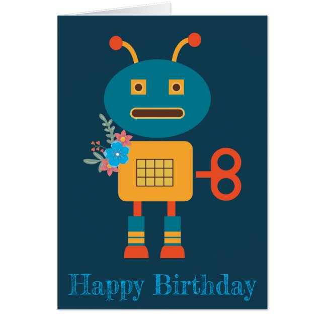 Cute robot children's design cards (Front)