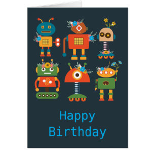 Cute robot children's design cards