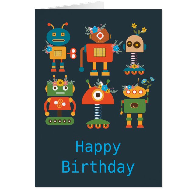 Cute robot children's design cards (Front)