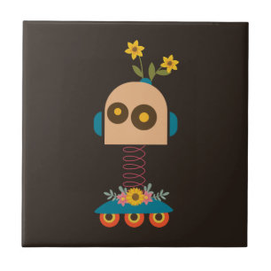 Cute robot children's design ceramic tile