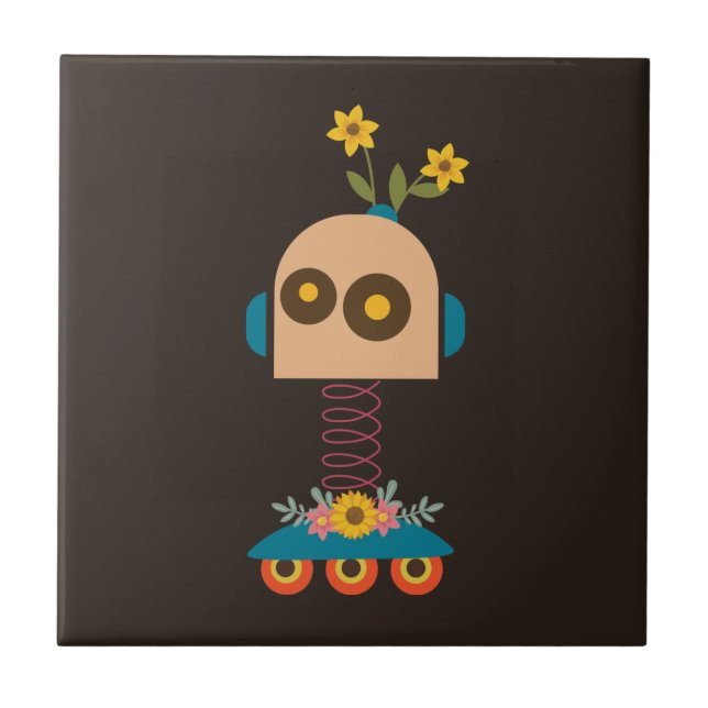 Cute robot children's design ceramic tile (Front)