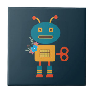 Cute robot children's design ceramic tile