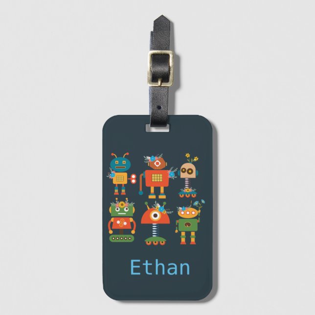 Cute robot children's design luggage tag (Front Vertical)