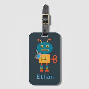 Cute robot children's design luggage tag