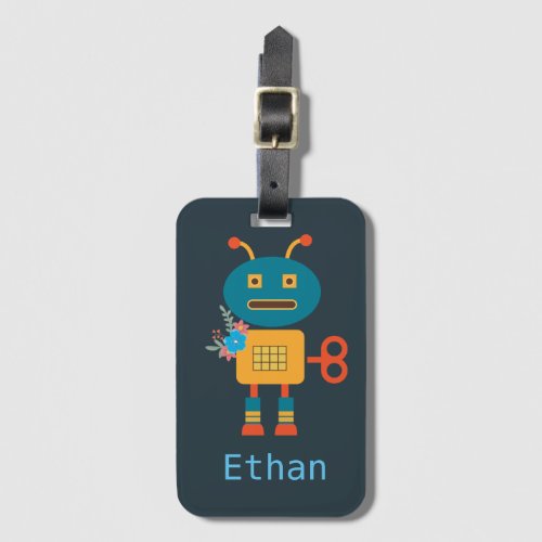 Cute robot childrens design luggage tag