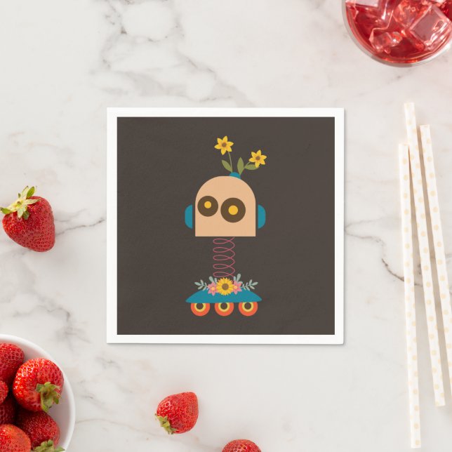 Cute robot children's design napkins (Insitu)
