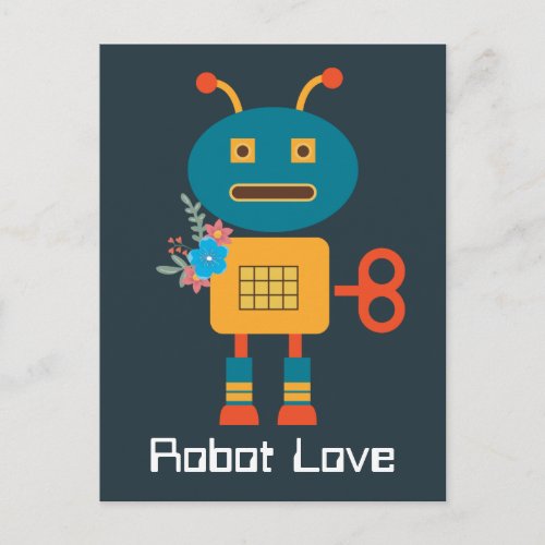 Cute robot childrens design postcard