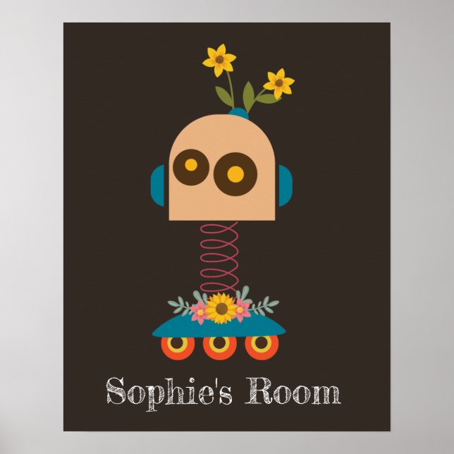 Cute robot children's girl  room design poster (Front)