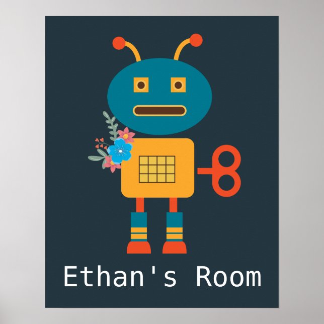Cute robot children's room design poster (Front)
