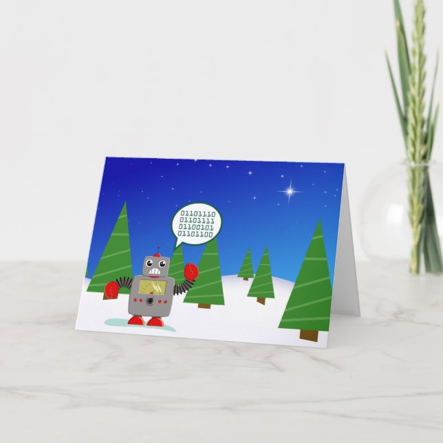 Cute Robot Christmas Card (Front)