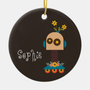 Cute robot Christmas Ceramic Ornament