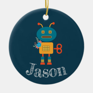 Cute robot Christmas Ceramic Ornament