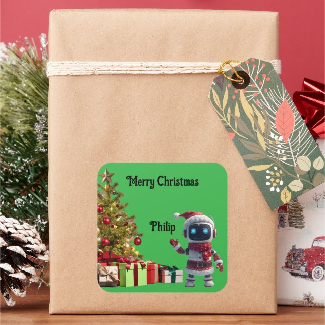 cute robot Christmas holiday Sticker (Holiday)