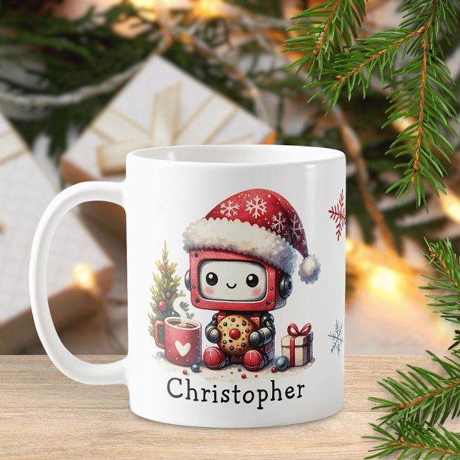 Cute Robot Christmas Winter Holidays Personalized Coffee Mug (Creator Uploaded)