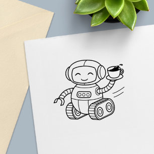 Cute Robot Delivering Coffee Self-inking Stamp