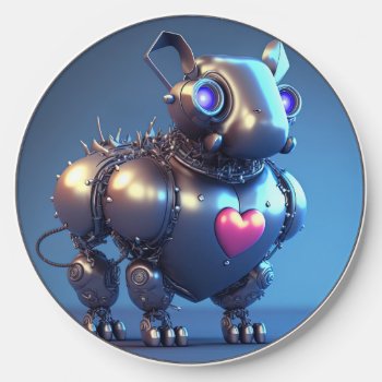 Cute Robot Dog With Big Heart Steam Robotics Wireless Charger by azlaird at Zazzle