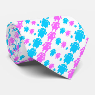 Cute robot familly pattern neck tie
