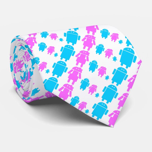 Cute robot familly pattern neck tie (Rolled)